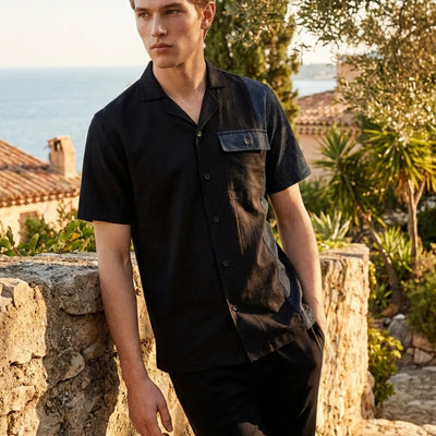 Men Black Colorblocked Shirt