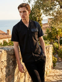 Men Black Colorblocked Shirt