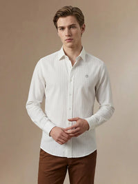 Men White Textured Shirt