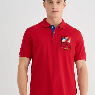 Men Red Regular Fit Solid Polo Tshirt