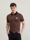 Men Brown Washed Polo Tshirt