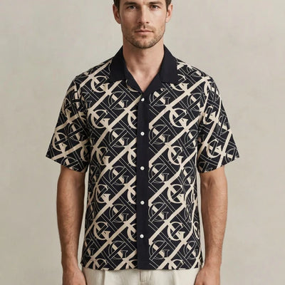 Men Blue Monogram Printed Shirt