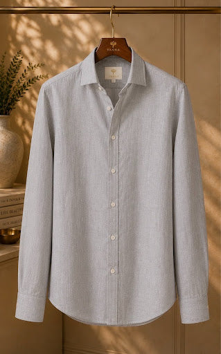 YASHA Premium Ash Grey Linen Shirt