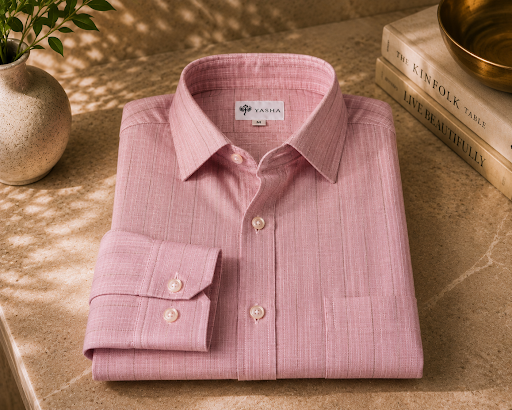 YASHA Premium Blush Linen Shirt