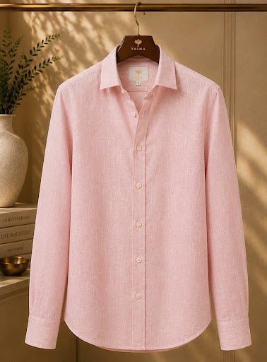 YASHA Premium Blush Pink Linen Shirt