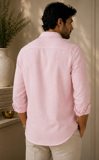 YASHA Premium Blush Pink Linen Shirt