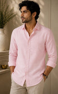 YASHA Premium Blush Pink Linen Shirt