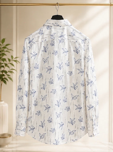 YASHA Premium Botanical Print Linen Shirt