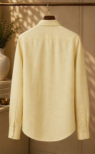YASHA Premium Butter Yellow Linen Shirt