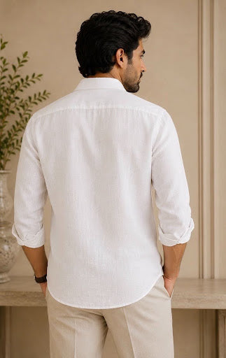 YASHA Premium Classic White Linen Shirt