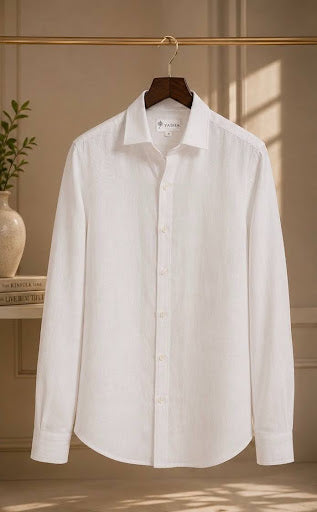 YASHA Premium Classic White Linen Shirt