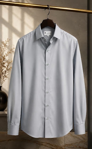 YASHA Premium Ice Grey Cotton Shirt