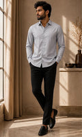 YASHA Premium Ice Grey Cotton Shirt
