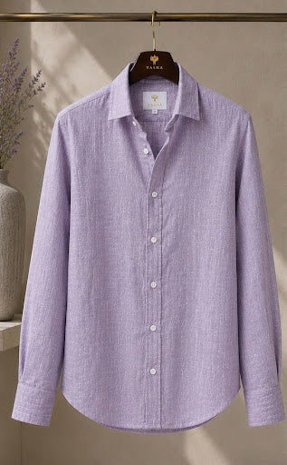 YASHA Premium Lavender Linen Shirt