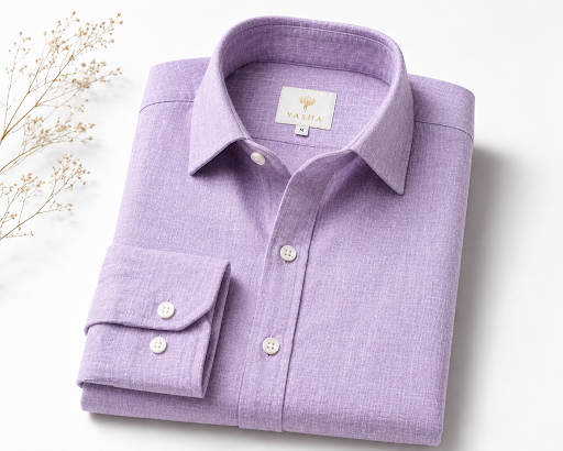 YASHA Premium Lavender Linen Shirt