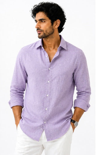YASHA Premium Lavender Linen Shirt