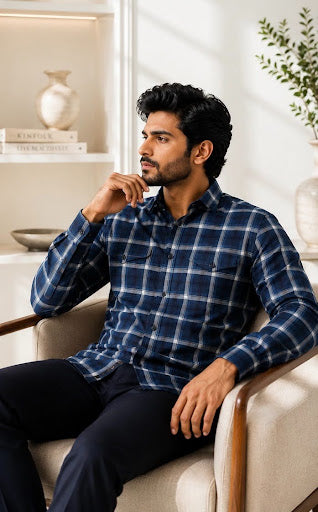YASHA Premium Midnight Check Shirt