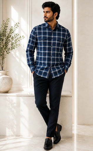YASHA Premium Midnight Check Shirt