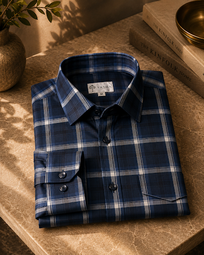YASHA Premium Midnight Check Shirt