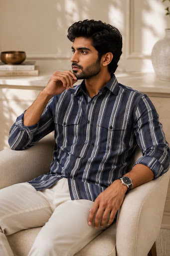 YASHA Premium Midnight Stripe Shirt