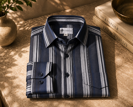 YASHA Premium Midnight Stripe Shirt
