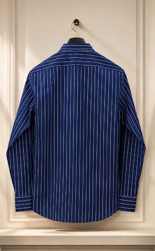 YASHA Premium Navy Pinstripe Formal Shirt
