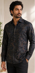 YASHA Premium Noir Paisley Luxe Shirt