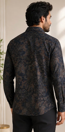 YASHA Premium Noir Paisley Luxe Shirt