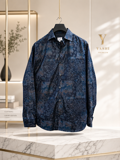 YASHA Premium Noir Paisley Luxe Shirt