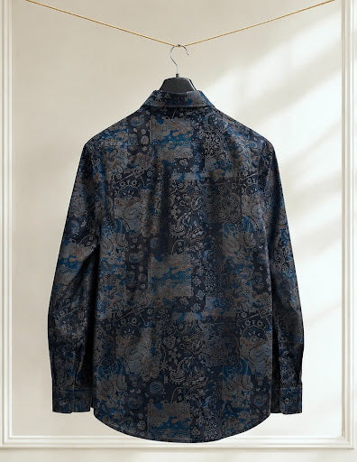 YASHA Premium Noir Paisley Luxe Shirt