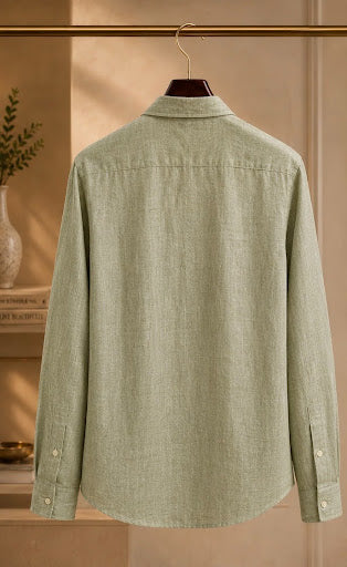 YASHA Premium Sage Green Linen Shirt