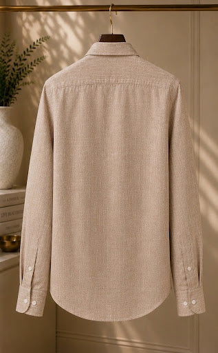 YASHA Premium Sand Brown Linen Shirt