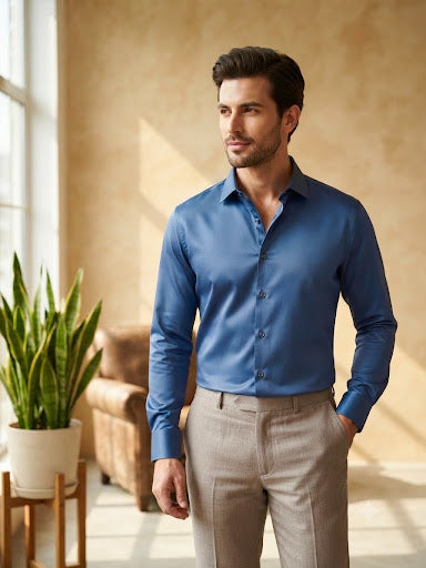 YASHA Premium Sapphire Blue Signature Shirt