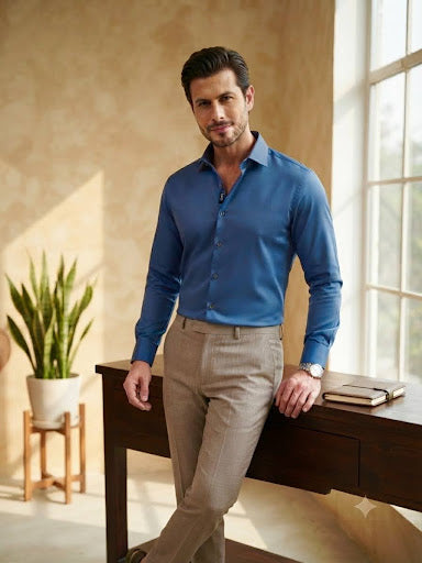 YASHA Premium Sapphire Blue Signature Shirt