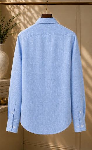 YASHA Premium Sky Blue Linen Shirt