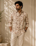 YASHA Premium Vintage Floral Linen Shirt
