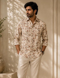 YASHA Premium Vintage Floral Linen Shirt