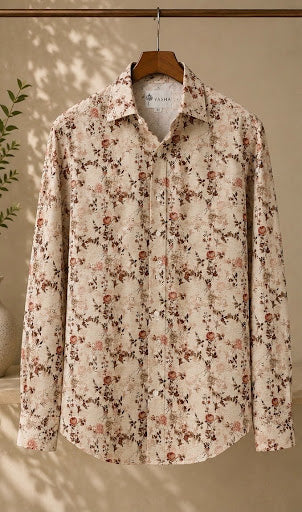 YASHA Premium Vintage Floral Linen Shirt