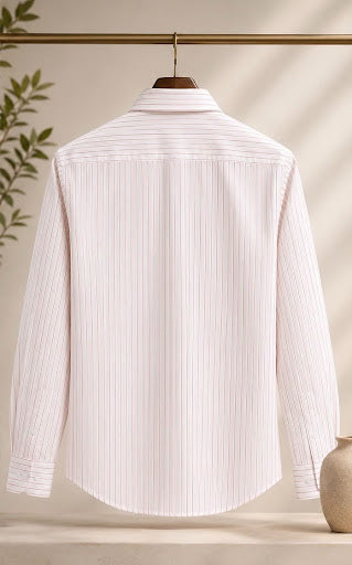 YASHA Premium White Rose Pinstripe Shirt